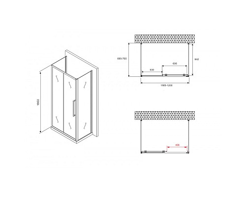 Заказать Душевой уголок 120х70 см Abber Schwarzer Diamant AG30120BMH-S70BM-S70BM матовое в магазине сантехники Santeh-Crystal.ru