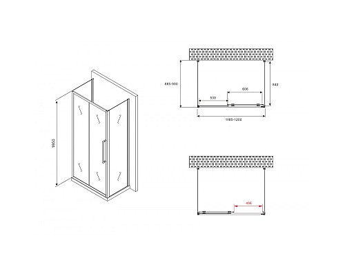 Купить Душевой уголок 120х90 см Abber Schwarzer Diamant AG30120BMH-S90BM-S90BM матовое в магазине сантехники Santeh-Crystal.ru