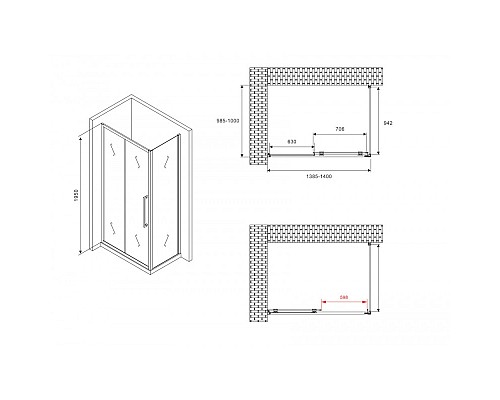 Купить Душевой уголок 140х100 см Abber Schwarzer Diamant AG30140BMH-S100BM матовое в магазине сантехники Santeh-Crystal.ru