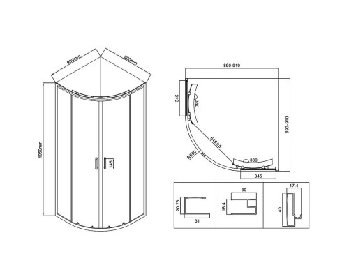 Душевой уголок 90x90 см Vincea City VSQ-5CT900CLB прозрачное