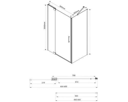 Душевой уголок 78,8-88,8x89 см Vincea Extra VSR-1E809090CLGM прозрачное