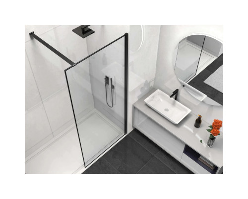 Душевая перегородка Vincea Walk-In HS VSW-1HS900CLB 90 см, профиль черный матовый, стекло прозрачное