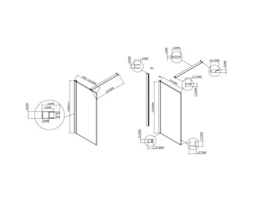 Душевая перегородка Vincea Walk-In HS VSW-1HS100CLGM 100 см, профиль вороненая сталь, стекло прозрачное