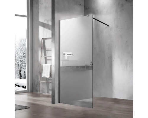 Душевая перегородка Vincea Walk-In VSW-1H100MRB 100 см, профиль черный матовый, стекло зеркальное