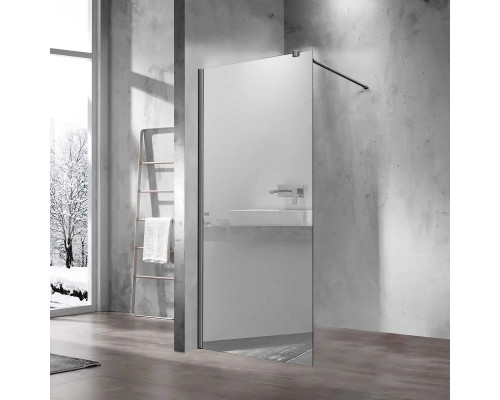 Душевая перегородка Vincea Walk-In VSW-1H100MRGM 100 см, профиль вороненая сталь, стекло зеркальное