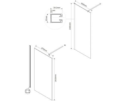 Душевая перегородка Vincea Walk-In VSW-1H900MRG 90 см, профиль золотой матовый, стекло зеркальное