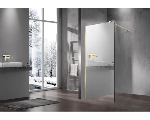 Душевая перегородка Vincea Walk-In VSW-1H900MRG 90 см, профиль золотой матовый, стекло зеркальное