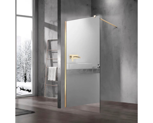 Душевая перегородка Vincea Walk-In VSW-1H900MRG 90 см, профиль золотой матовый, стекло зеркальное