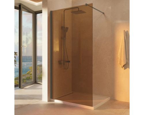 Душевая перегородка Vincea Walk-In VSW-1H900GSGM 90 см, профиль вороненая сталь, стекло янтарное