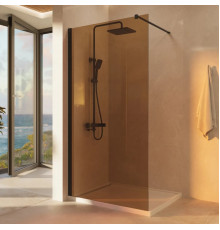Душевая перегородка Vincea Walk-In VSW-1H900GSB 90 см, профиль черный матовый, стекло янтарное