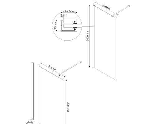 Душевая перегородка Vincea Walk-In VSW-1H600CLBN 60 см, профиль никель матовый, стекло прозрачное
