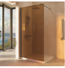 Душевая перегородка Vincea Walk-In VSW-1H100GSGM 100 см, профиль вороненая сталь, стекло янтарное