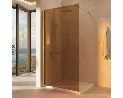 Душевая перегородка Vincea Walk-In VSW-1H100GSG 100 см, профиль золотой матовый, стекло янтарное
