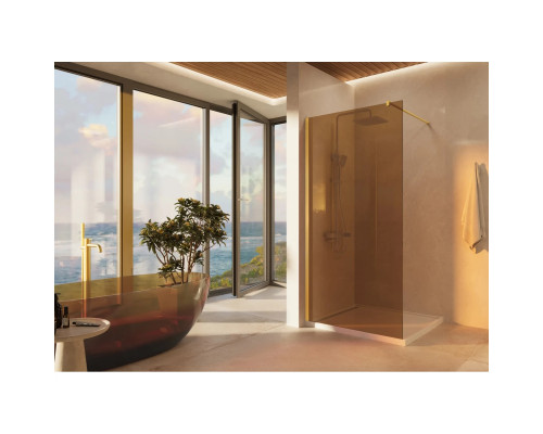 Душевая перегородка Vincea Walk-In VSW-1H100GSG 100 см, профиль золотой матовый, стекло янтарное