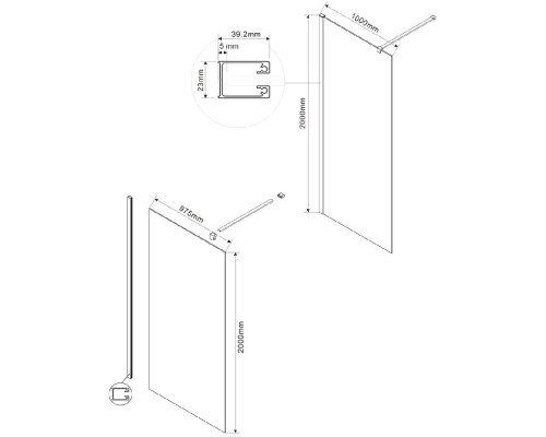 Душевая перегородка Vincea Walk-In VSW-1H100GSB 100 см, профиль черный матовый, стекло янтарное