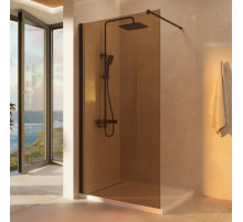 Душевая перегородка Vincea Walk-In VSW-1H100GSB 100 см, профиль черный матовый, стекло янтарное