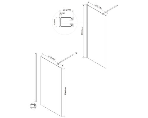 Душевая перегородка Vincea Walk-In VSW-1H110CLBN 110 см, профиль никель матовый, стекло прозрачное