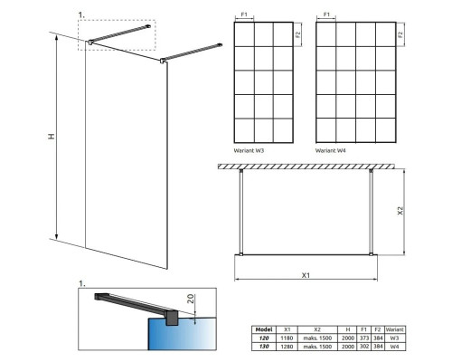 Заказать Неподвижная перегородка Radaway Modo New Black I Factory 120 прозрачное в магазине сантехники Santeh-Crystal.ru