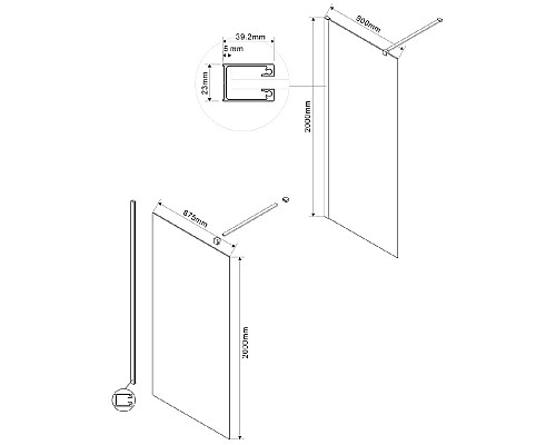 Неподвижная перегородка 90x200 см Vincea Walk-In VSW-1H900CLG прозрачное