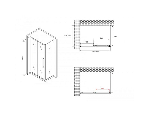 Приобрести Боковая стенка 100 см Abber Schwarzer Diamant S100BM матовое в магазине сантехники Santeh-Crystal.ru