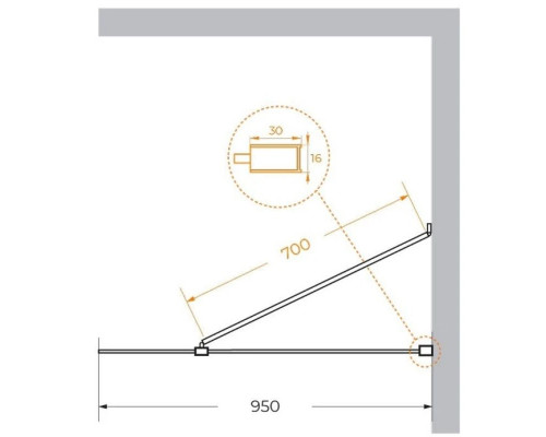 Приобрести Неподвижная перегородка 95 см Cezares LIBERTA-L-1-TB-95-C-NERO прозрачное в магазине сантехники Santeh-Crystal.ru