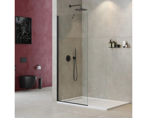 Приобрести Неподвижная перегородка 95 см Cezares LIBERTA-L-1-TB-95-C-NERO прозрачное в магазине сантехники Santeh-Crystal.ru