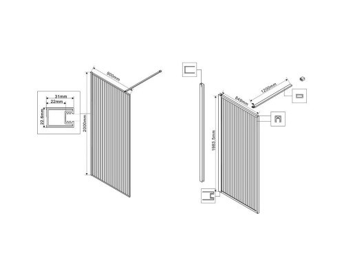 Заказать Неподвижная перегородка 90 см Vincea Walk-In HP Art VSW-1HP900FLBG рифленое в магазине сантехники Santeh-Crystal.ru