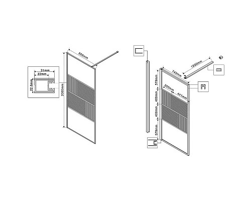 Приобрести Неподвижная перегородка 80 см Vincea Walk-In HC Art VSW-1HC800CFB прозрачное/рифленое в магазине сантехники Santeh-Crystal.ru