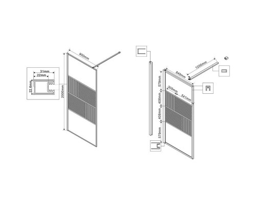 Купить Неподвижная перегородка 90 см Vincea Walk-In HC Art VSW-1HC900CFGM прозрачное/рифленое в магазине сантехники Santeh-Crystal.ru