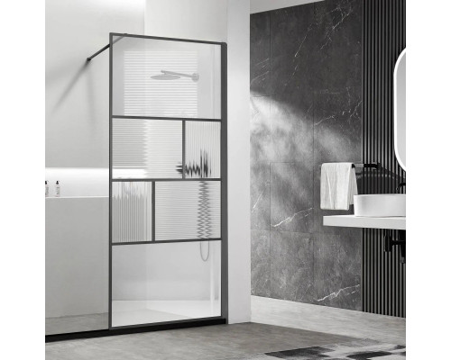 Купить Неподвижная перегородка 90 см Vincea Walk-In HC Art VSW-1HC900CFGM прозрачное/рифленое в магазине сантехники Santeh-Crystal.ru