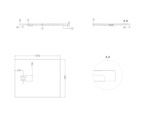 Душевой поддон Salini S-Stone Oasi 120322MF 120x90 см, из литьевого мрамора, прямоугольный, покраска по RAL матовый полностью