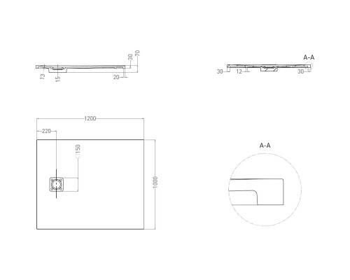 Душевой поддон Salini S-Stone Oasi 120325MF 120x100 см, из литьевого мрамора, прямоугольный, покраска по RAL матовый полностью
