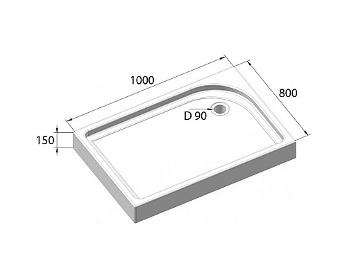 Приобрести Акриловый поддон 100x80 см BelBagno TRAY-BB-AH-100/80-15-W-R в магазине сантехники Santeh-Crystal.ru