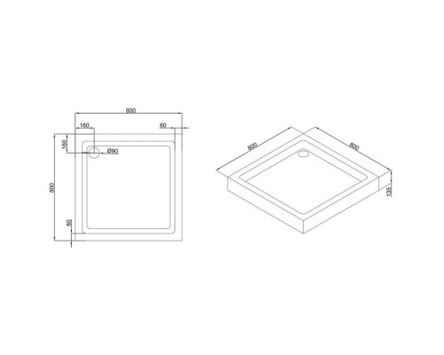 Приобрести Акриловый поддон 80x80 см Black & White Stellar Wind 08HSQ00 в магазине сантехники Santeh-Crystal.ru