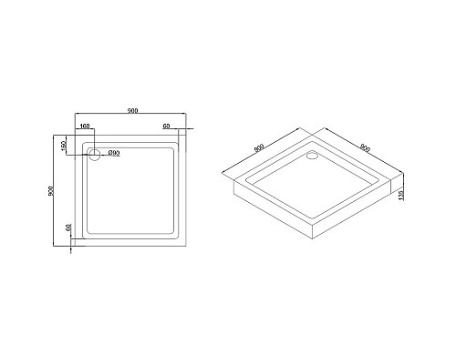 Заказать Акриловый поддон 90x90 см Black & White Stellar Wind 09HSQ00 в магазине сантехники Santeh-Crystal.ru