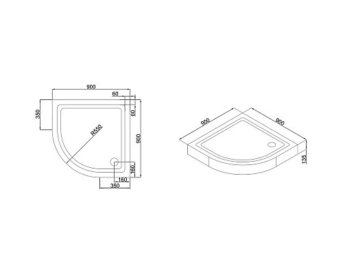 Приобрести Акриловый поддон 90x90 см Black & White Stellar Wind 09HQ000 в магазине сантехники Santeh-Crystal.ru