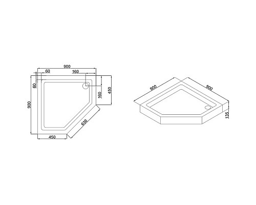 Заказать Акриловый поддон 90x90 см Black & White Stellar Wind 090HP00 в магазине сантехники Santeh-Crystal.ru