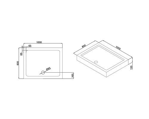 Заказать Акриловый поддон 100x80 см Black & White Stellar Wind 0810H00 в магазине сантехники Santeh-Crystal.ru