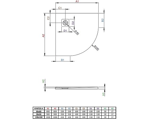 Купить Поддон из литого мрамора 80x80 см Radaway Kyntos A White HKA8080-04 в магазине сантехники Santeh-Crystal.ru