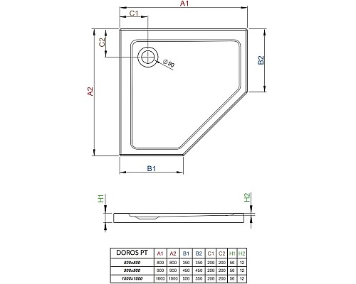 Приобрести Акриловый поддон 80x80 см Radaway Doros PT SDRPT8080-01 в магазине сантехники Santeh-Crystal.ru