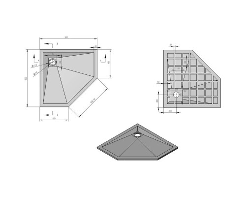 Душевой поддон из литьевого мрамора 90x90 см Vincea VST-4SP9090W