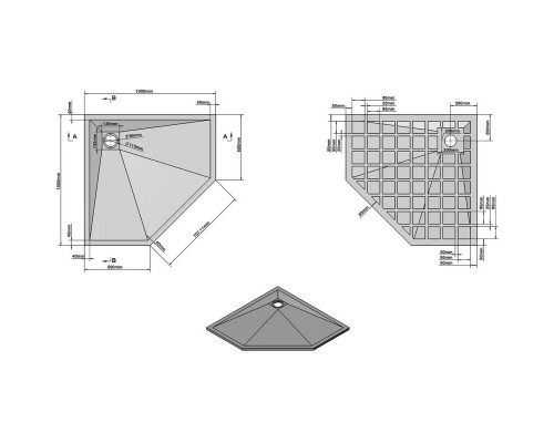 Душевой поддон из литьевого мрамора 100x100 см Vincea VST-4SP1010W