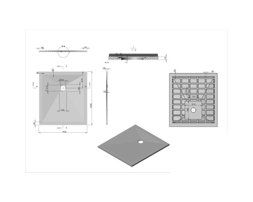 Душевой поддон из литьевого мрамора 100x90 см Vincea VST-4SR9010G