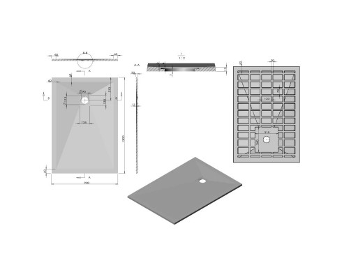 Душевой поддон из литьевого мрамора 130x90 см Vincea VST-4SR9013G