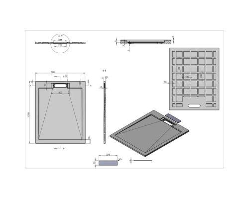 Душевой поддон из литьевого мрамора 100x80 см Vincea VST-4SRL8010W