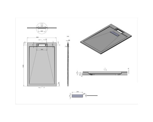 Душевой поддон из литьевого мрамора 120x80 см Vincea VST-4SRL8012G
