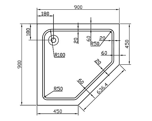 Акриловый поддон 90x90 см Vincea VST-2AP-9090