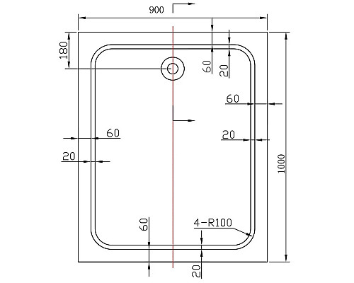 Акриловый поддон 100x90 см Vincea VST-2AR-9010