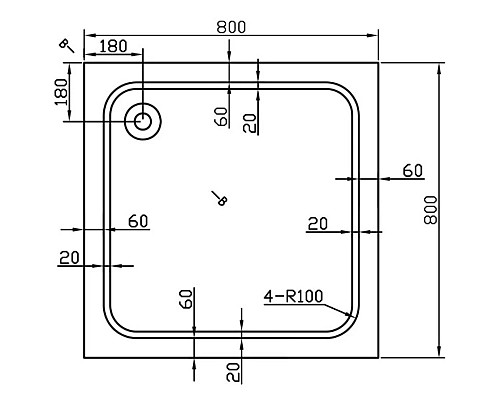 Акриловый поддон 80x80 см Vincea VST-2AS-8080