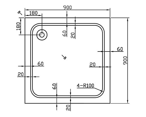 Акриловый поддон 90x90 см Vincea VST-2AS-9090